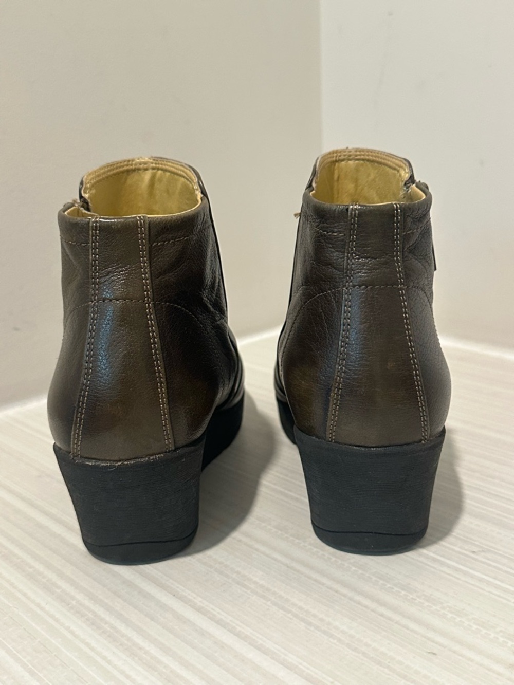 Bussola Bella Wedge Ankle Boots Booties Brown Leather Women’s EU 38 US 7 - Picture 5 of 12